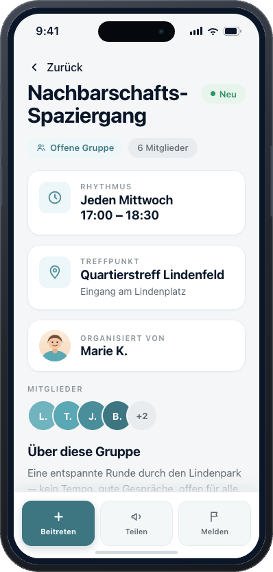 Close app screen with group details